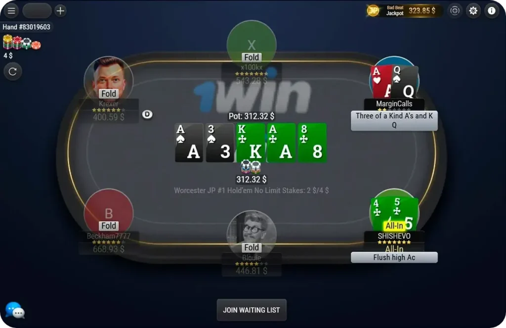 1win online poker pakistan