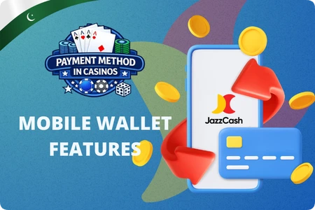 JazzCash mobile wallet interface showing deposit options for Pakistani online casino players